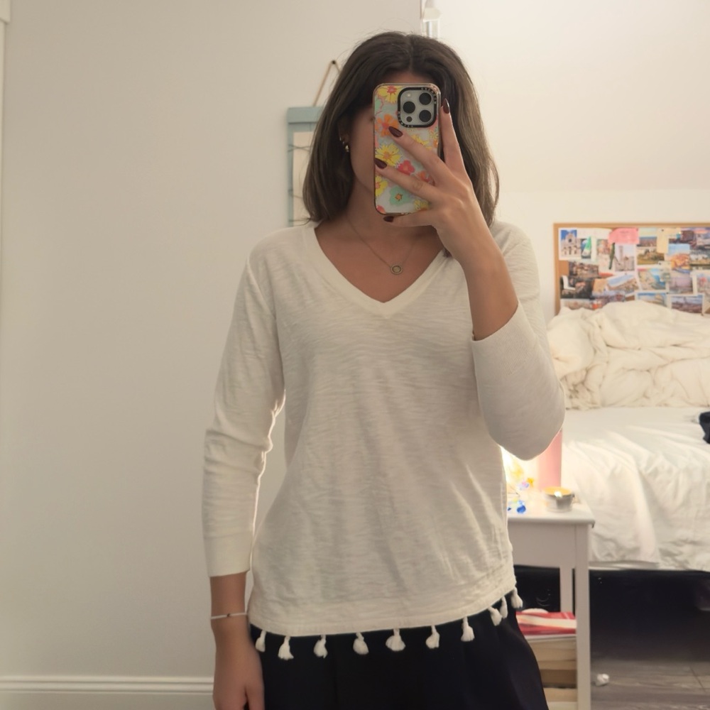 JCREW White Quarter-length Sleeve Sweater